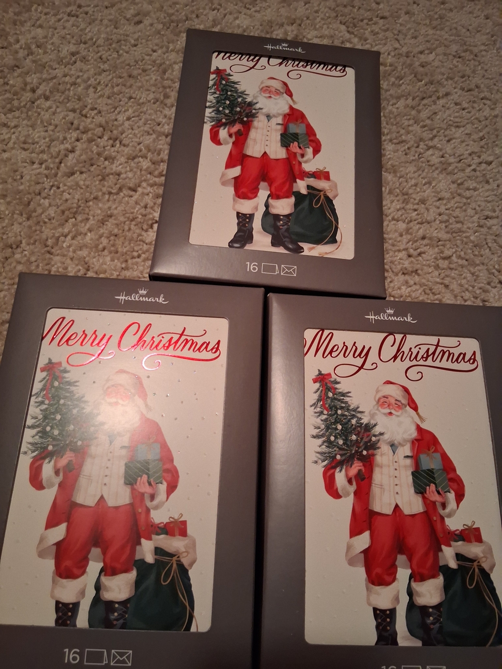 Hallmark Merry Christmas Santa Holiday Cards - Red, White, Green